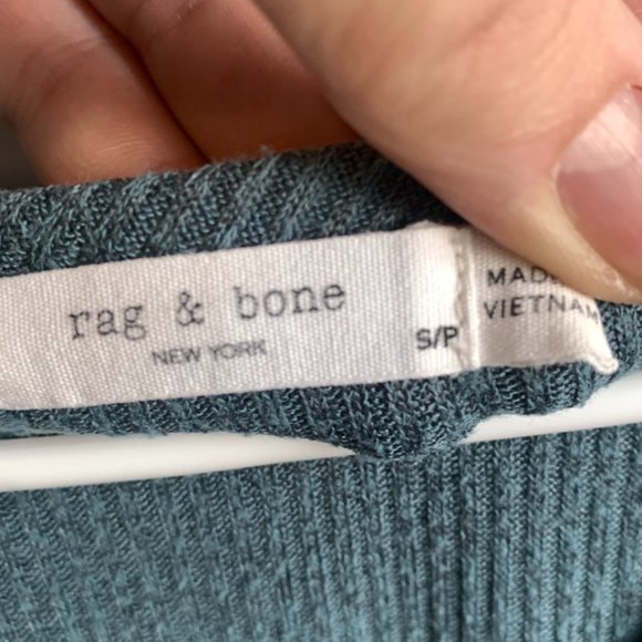 Rag & Bone Teal V-Neck Long Sleeve Shirt - Picture 3 of 8